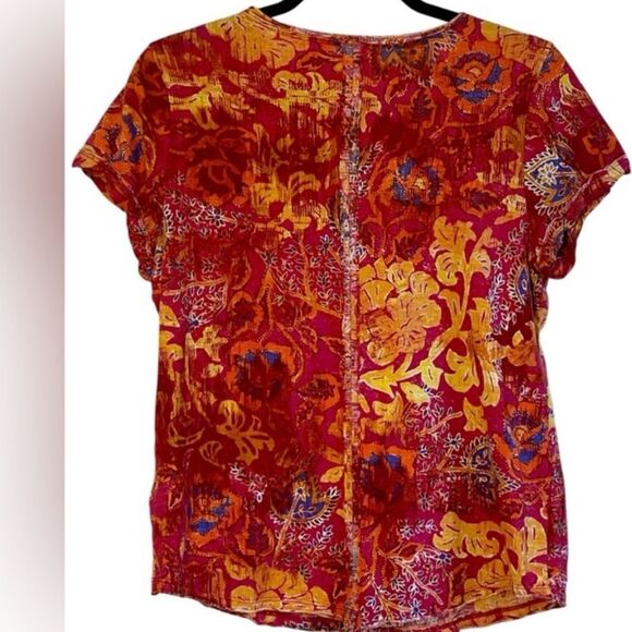 Pilcro Red and Yellow Floral Shirt size medium - Picture 3 of 7